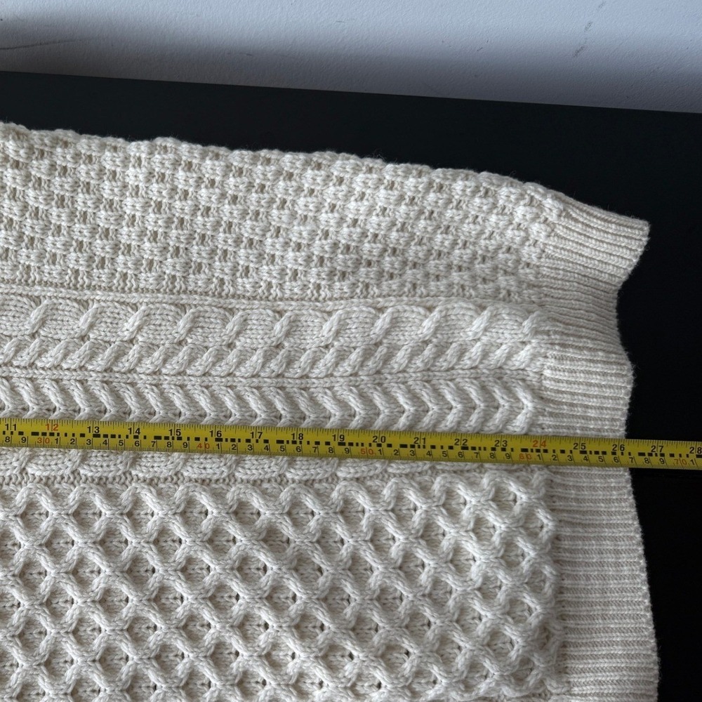 Aran Isles Knitwear Merino Wool Cable Knit Sweater Cream Made in Ireland XL - Picture 6 of 10